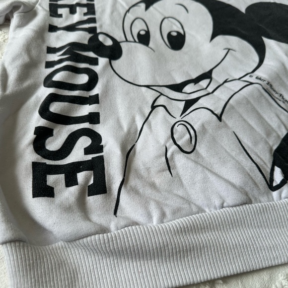 Vintage Mickey Mouse 80s Double Printed Sweatshirt White Oversized Size Small - Picture 2 of 11